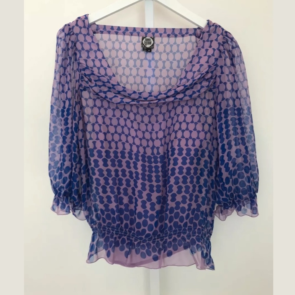 DANIEL RAINN BLUE PURPLE SILK TOP SIZE SMALL NWOTS!